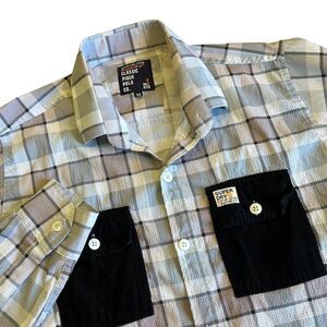 Superdry Classic Pique Polo Textured Corduroy Pocket Long Sleeve Button Shirt M‎